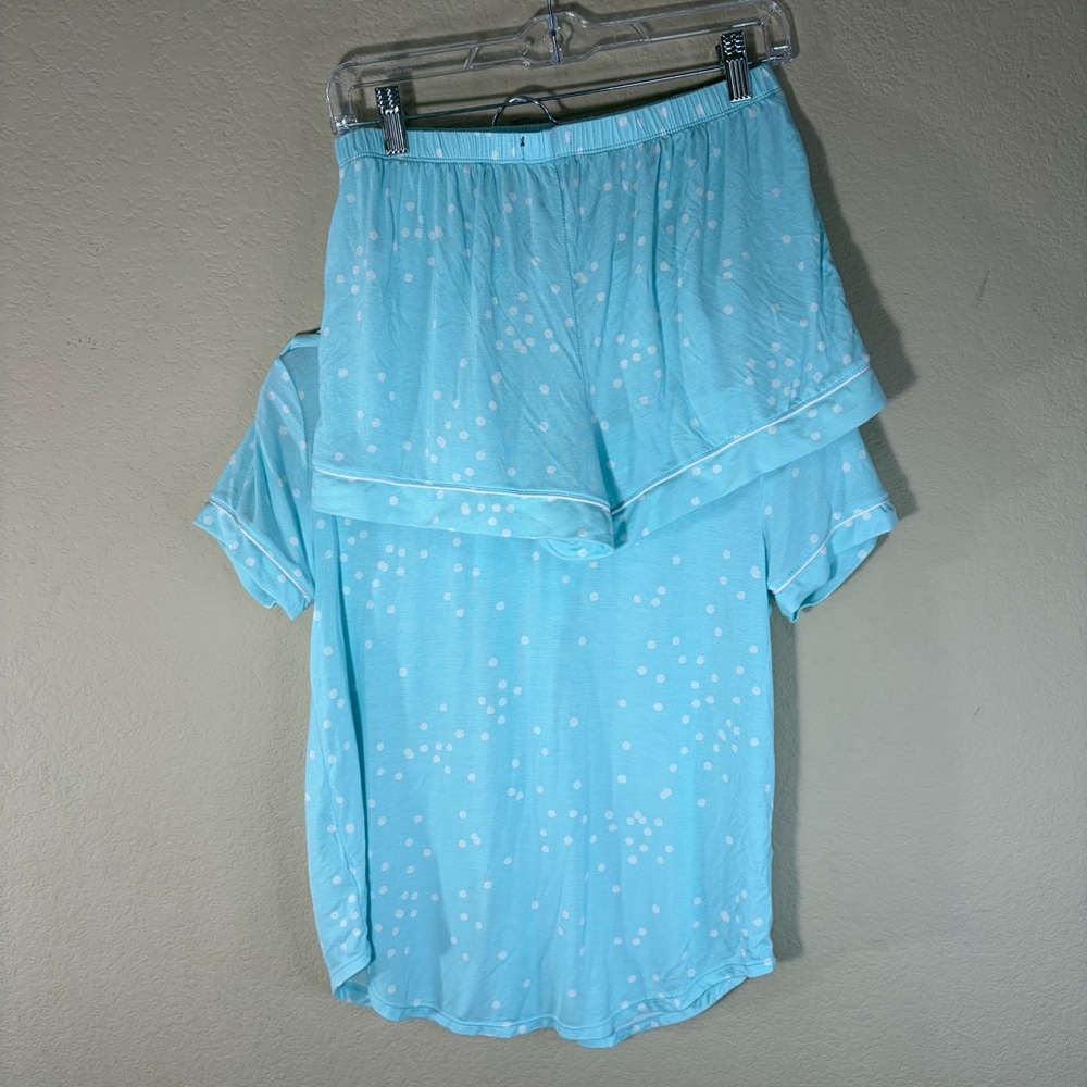 Kate Spade Womens MRS Bride Blue Polka Dot Pajamas Set Sz S Shirt &Short Comfy - Picture 6 of 7